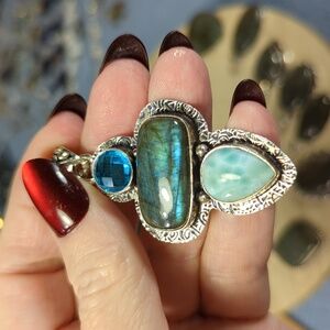 Larimar and Labradorite Pendant